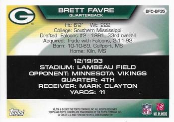 2007 Topps Chrome - Brett Favre Collection #BFC-BF35 Brett Favre Back
