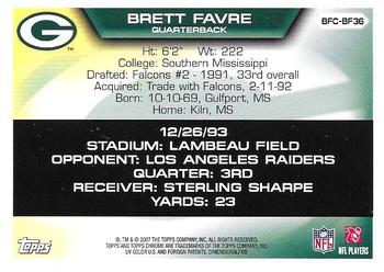 2007 Topps Chrome - Brett Favre Collection #BFC-BF36 Brett Favre Back