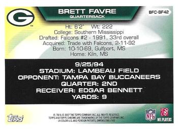 2007 Topps Chrome - Brett Favre Collection #BFC-BF42 Brett Favre Back