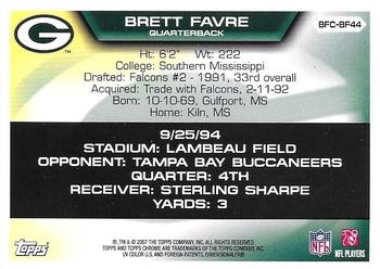 2007 Topps Chrome - Brett Favre Collection #BFC-BF44 Brett Favre Back