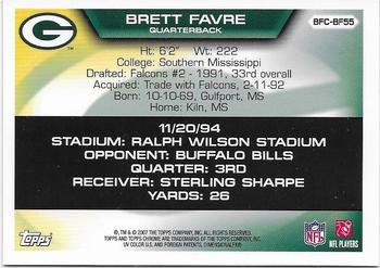 2007 Topps Chrome - Brett Favre Collection #BFC-BF47 Brett Favre Back