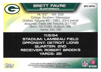 2007 Topps Chrome - Brett Favre Collection #BFC-BF50 Brett Favre Back
