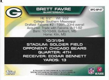 2007 Topps Chrome - Brett Favre Collection #BFC-BF55 Brett Favre Back