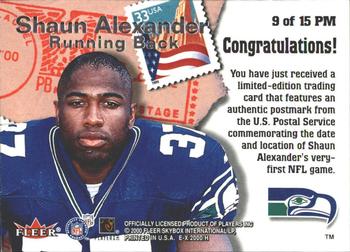 2000 Fleer E-X - NFL Debut Postmarks #9 PM Shaun Alexander Back