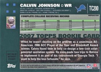 2007 Topps Chrome - Refractors #TC200 Calvin Johnson Back