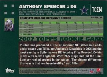 2007 Topps Chrome - Refractors #TC234 Anthony Spencer Back