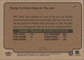 2000 Fleer Tradition #375 Trying to Find a Crack in the Line Back