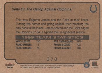 2000 Fleer Tradition #378 Colts on the Gallop Against Dolphins Back