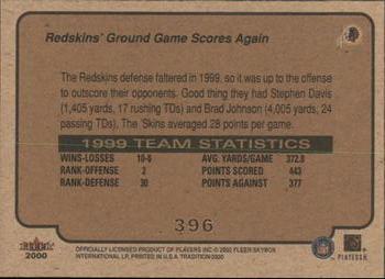 2000 Fleer Tradition #396 Redskins' Ground Game Scores Again Back