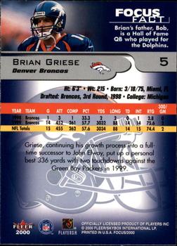 2000 Fleer Focus #5 Brian Griese Back