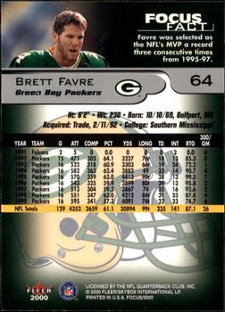 2000 Fleer Focus #64 Brett Favre Back