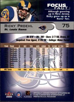 2000 Fleer Focus #75 Ricky Proehl Back