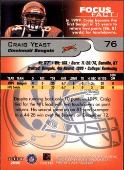 2000 Fleer Focus #76 Craig Yeast Back