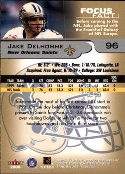 2000 Fleer Focus #96 Jake Delhomme Back