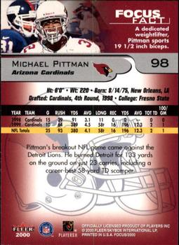 2000 Fleer Focus #98 Michael Pittman Back