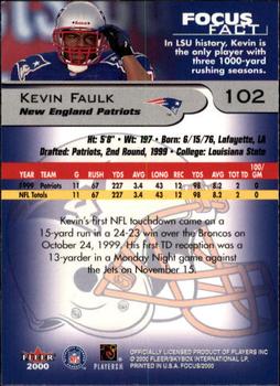 2000 Fleer Focus #102 Kevin Faulk Back