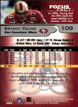 2000 Fleer Focus #109 Bryant Young Back