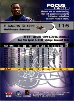 2000 Fleer Focus #116 Shannon Sharpe Back