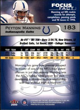 2000 Fleer Focus #183 Peyton Manning Back