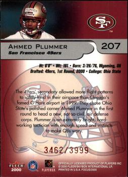 2000 Fleer Focus #207 Ahmed Plummer Back