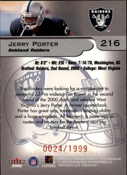 2000 Fleer Focus #216 Jerry Porter Back