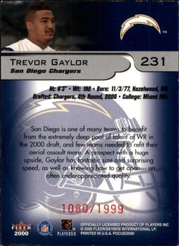 2000 Fleer Focus #231 Trevor Gaylor Back