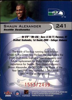 2000 Fleer Focus #241 Shaun Alexander Back