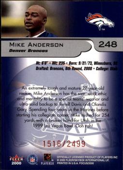 2000 Fleer Focus #248 Mike Anderson Back