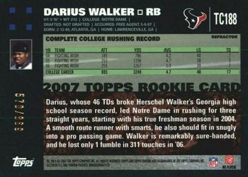 2007 Topps Chrome - White Refractors #TC188 Darius Walker Back