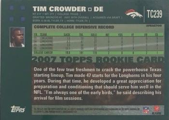 2007 Topps Chrome - Xfractors #TC239 Tim Crowder  Back