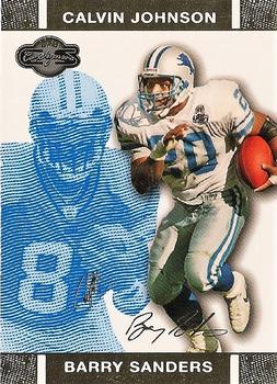 2007 Topps Co-Signers - Changing Faces Gold Blue #46 Barry Sanders / Calvin Johnson Front