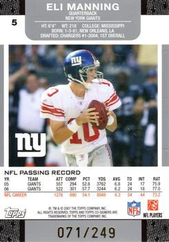 2007 Topps Co-Signers - Changing Faces Gold Green #5 Eli Manning / Peyton Manning Back