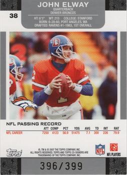 2007 Topps Co-Signers - Changing Faces Gold Red #38 John Elway / Trent Edwards Back