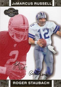 2007 Topps Co-Signers - Changing Faces Gold Red #39 Roger Staubach / JaMarcus Russell Front
