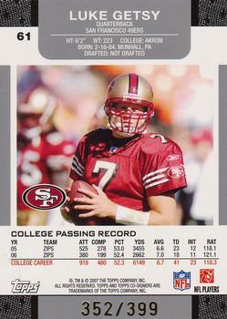 2007 Topps Co-Signers - Changing Faces Gold Red #61 Luke Getsy / Frank Gore Back