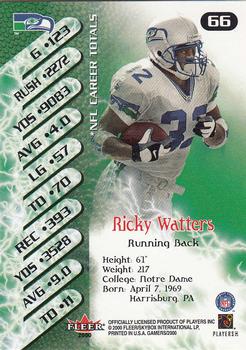 2000 Fleer Gamers #66 Ricky Watters Back
