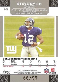 2007 Topps Co-Signers - Changing Faces Holosilver Blue #89 Steve Smith / Eli Manning Back