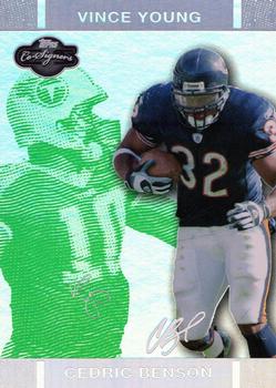 2007 Topps Co-Signers - Changing Faces Holosilver Green #25 Cedric Benson / Vince Young Front