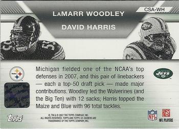 2007 Topps Co-Signers - Co-Signer Autographs #CSA-WH LaMarr Woodley / David Harris Back