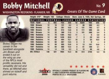 2000 Fleer Greats of the Game #9 Bobby Mitchell Back