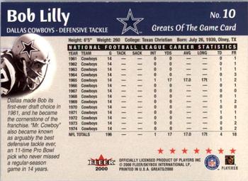 2000 Fleer Greats of the Game #10 Bob Lilly Back