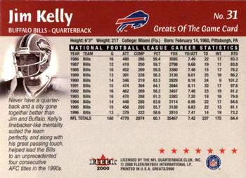 2000 Fleer Greats of the Game #31 Jim Kelly Back