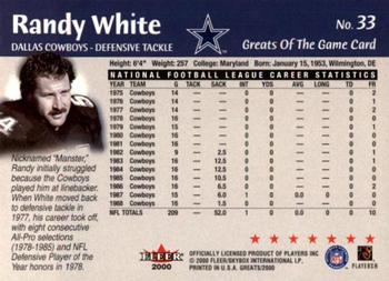 2000 Fleer Greats of the Game #33 Randy White Back
