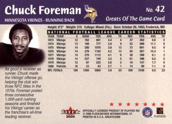 2000 Fleer Greats of the Game #42 Chuck Foreman Back