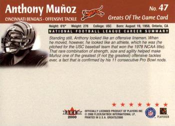 2000 Fleer Greats of the Game #47 Anthony Munoz Back