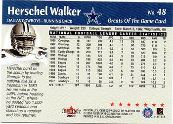 2000 Fleer Greats of the Game #48 Herschel Walker Back