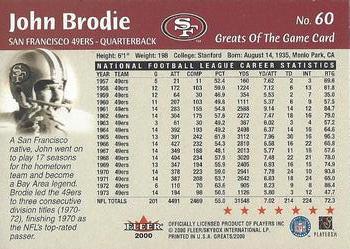 2000 Fleer Greats of the Game #60 John Brodie Back