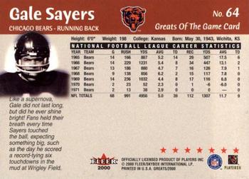 2000 Fleer Greats of the Game #64 Gale Sayers Back