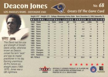 2000 Fleer Greats of the Game #68 Deacon Jones Back