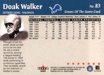 2000 Fleer Greats of the Game #83 Doak Walker Back